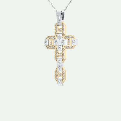 0.50  CT Cross White Moissanite Diamond Necklace For Him 6