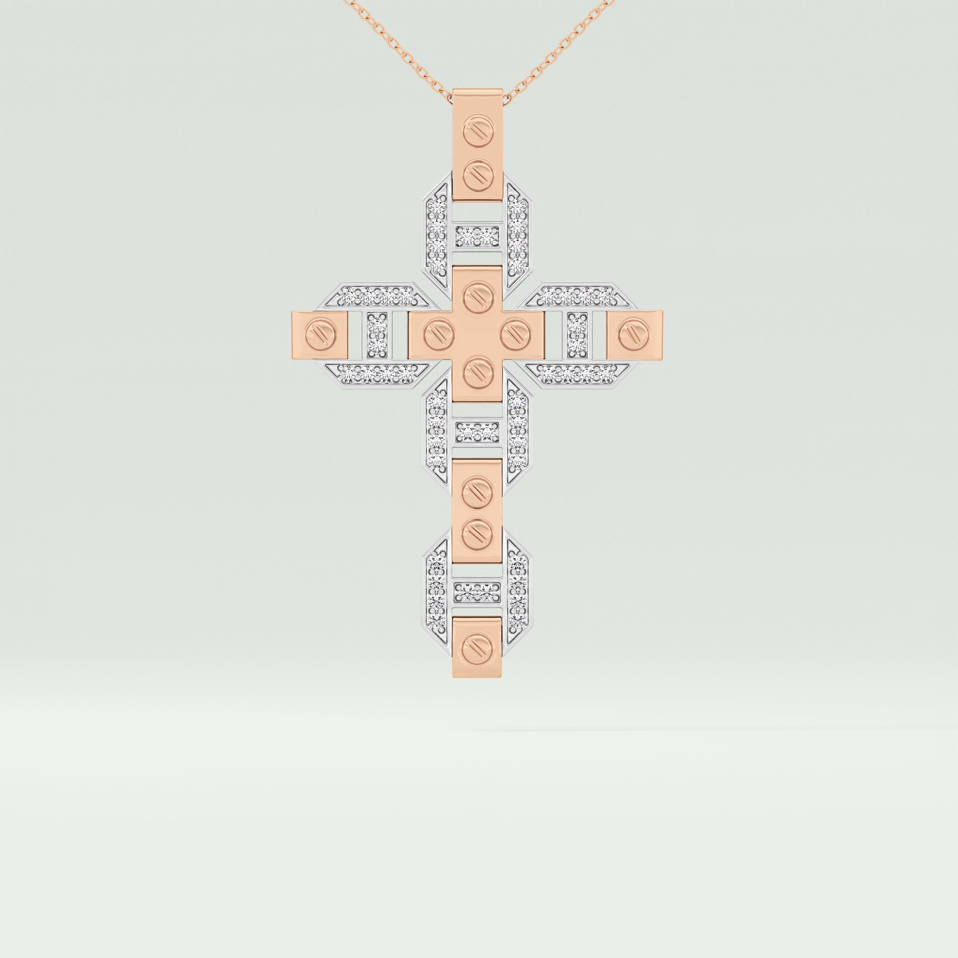 0.50  CT Cross White Moissanite Diamond Necklace For Him 9