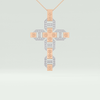 0.50  CT Cross White Moissanite Diamond Necklace For Him 9