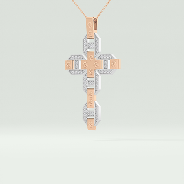 0.50  CT Cross White Moissanite Diamond Necklace For Him 10