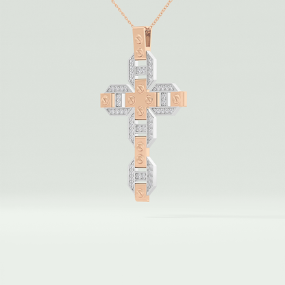 0.50  CT Cross White Moissanite Diamond Necklace For Him 10