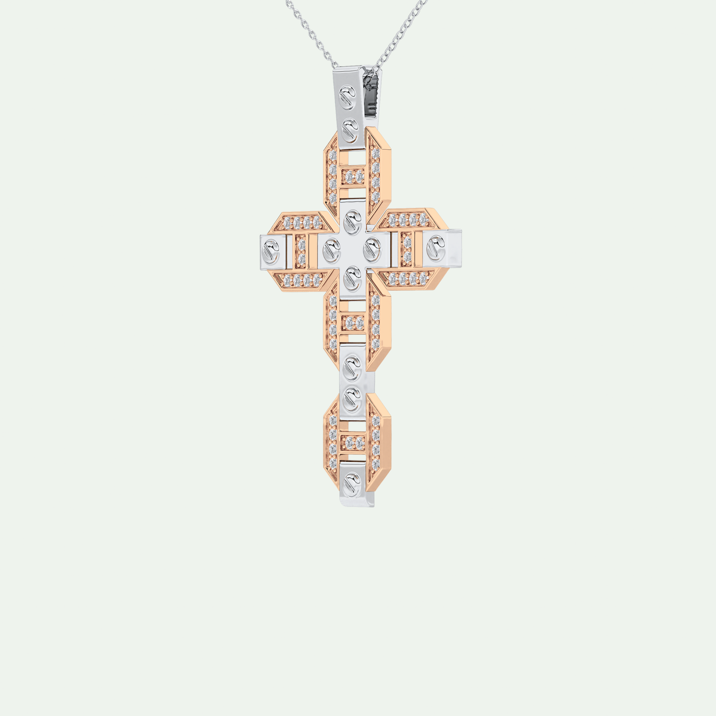 0.50  CT Cross White Moissanite Diamond Necklace For Him 14
