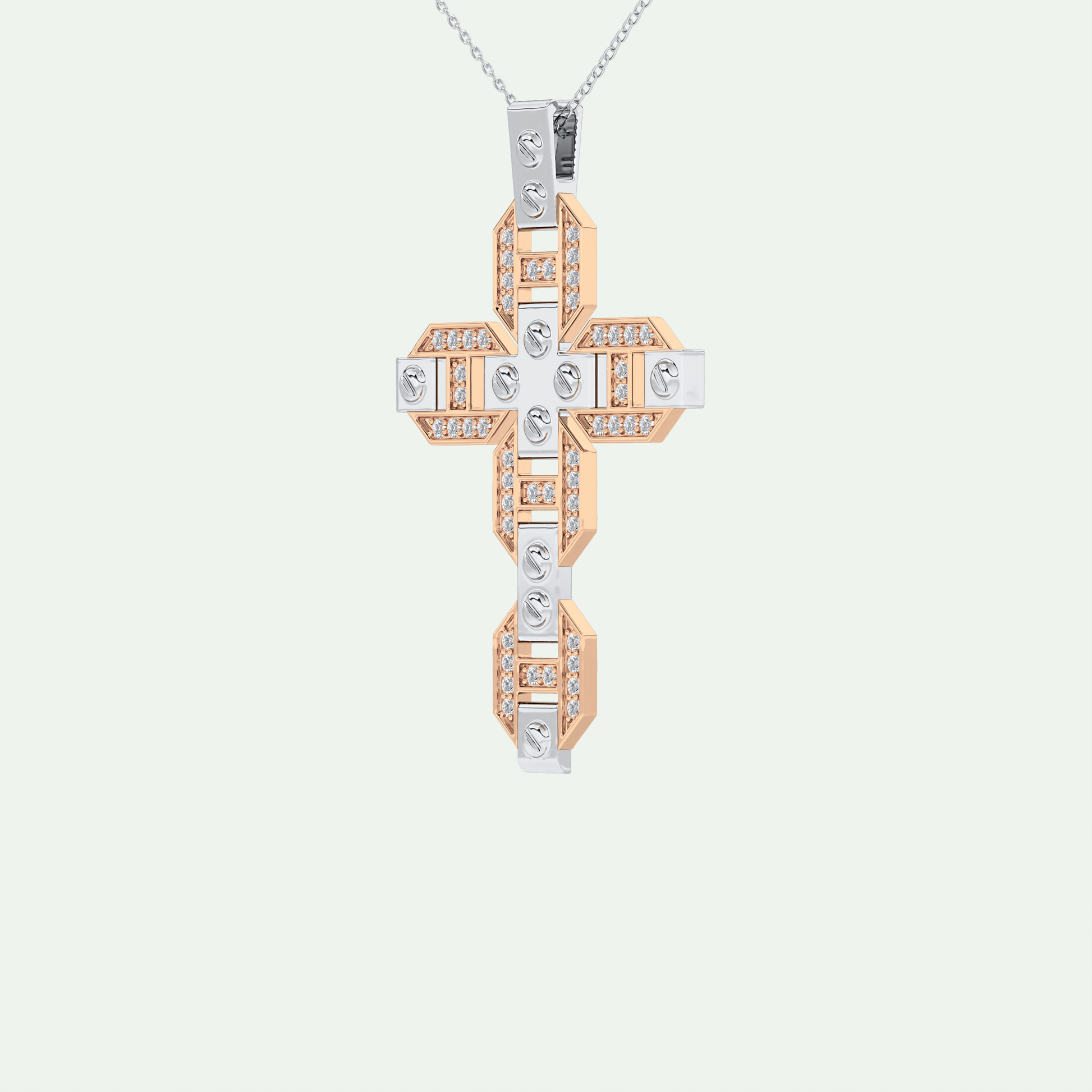 0.50  CT Cross White Moissanite Diamond Necklace For Him 14
