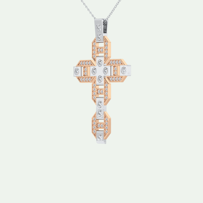 0.50  CT Cross White Moissanite Diamond Necklace For Him 14