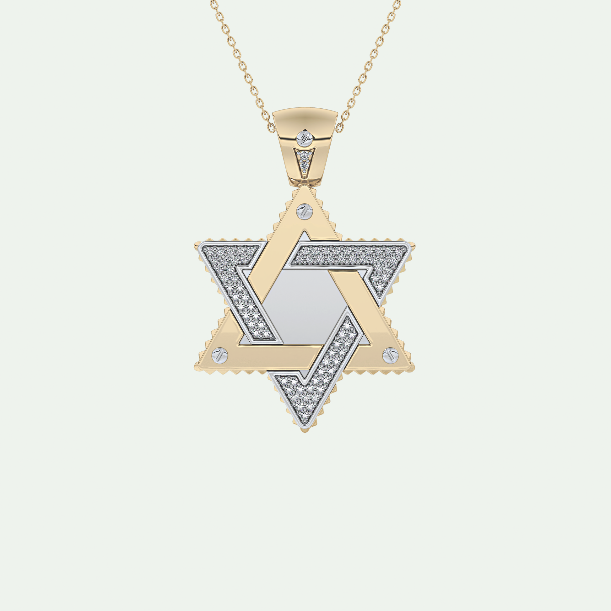 0.45 CT Unique Star Shaped Moissanite Diamond Stones Two Tone Necklace 9