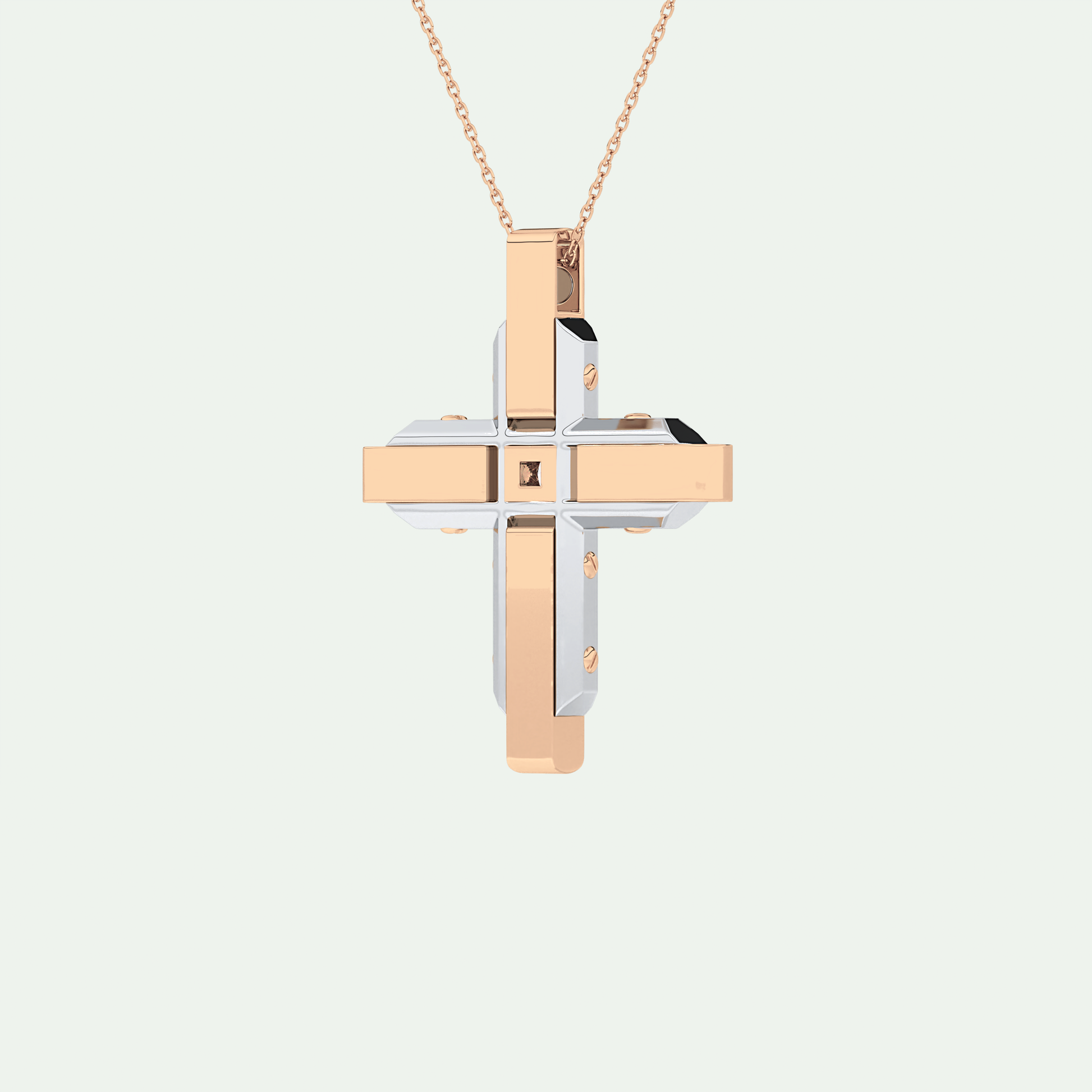 0.60 CT Polished Finish Cross Moissanite Diamond Two Tone Necklace For Him 8