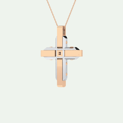 0.60 CT Polished Finish Cross Moissanite Diamond Two Tone Necklace For Him 8