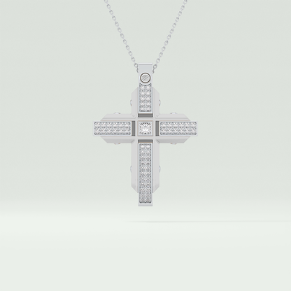 0.60 CT Princess & Round Cut Cross Moissanite Diamond Two Tone Necklace 5