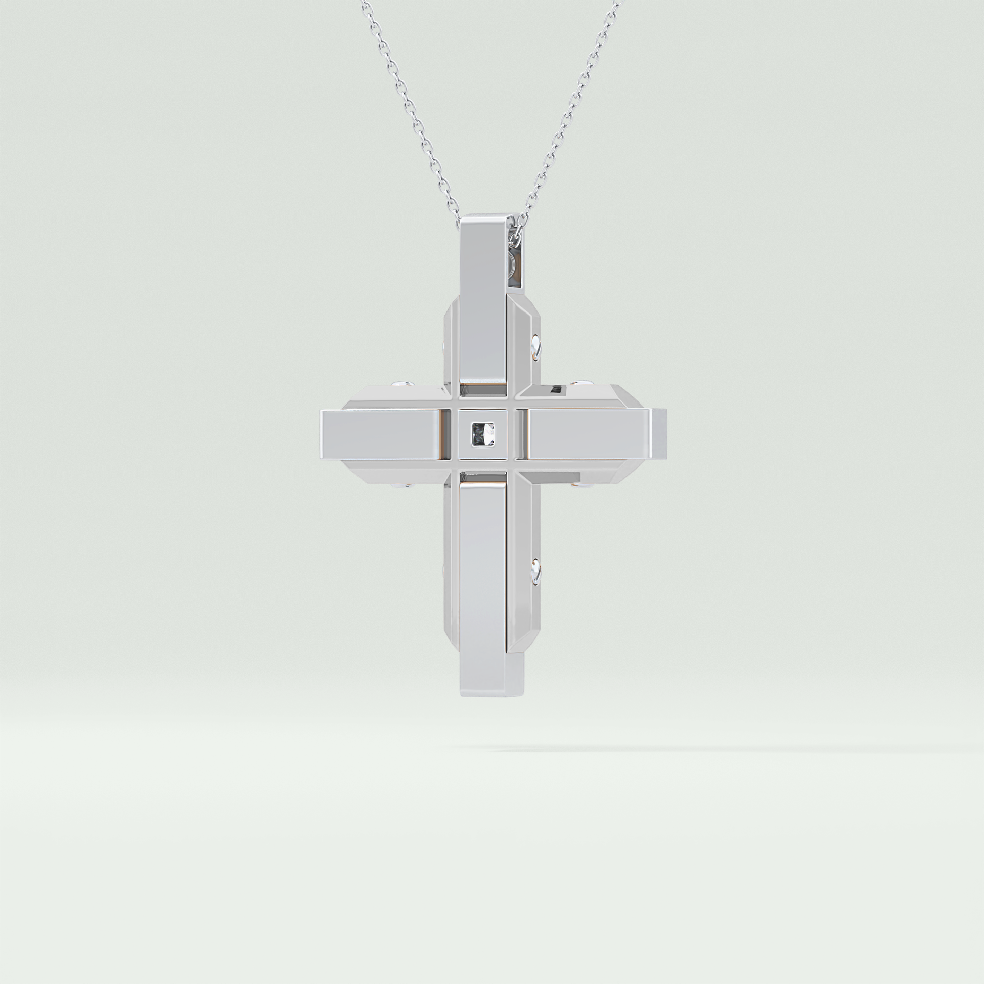 0.60 CT Princess & Round Cut Cross Moissanite Diamond Two Tone Necklace 6