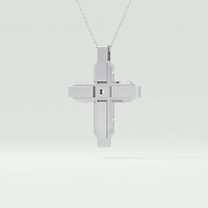 0.60 CT Princess & Round Cut Cross Moissanite Diamond Two Tone Necklace 6