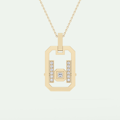 0.25 CT Princess & Round Moissanite Diamond Stones Necklace 1