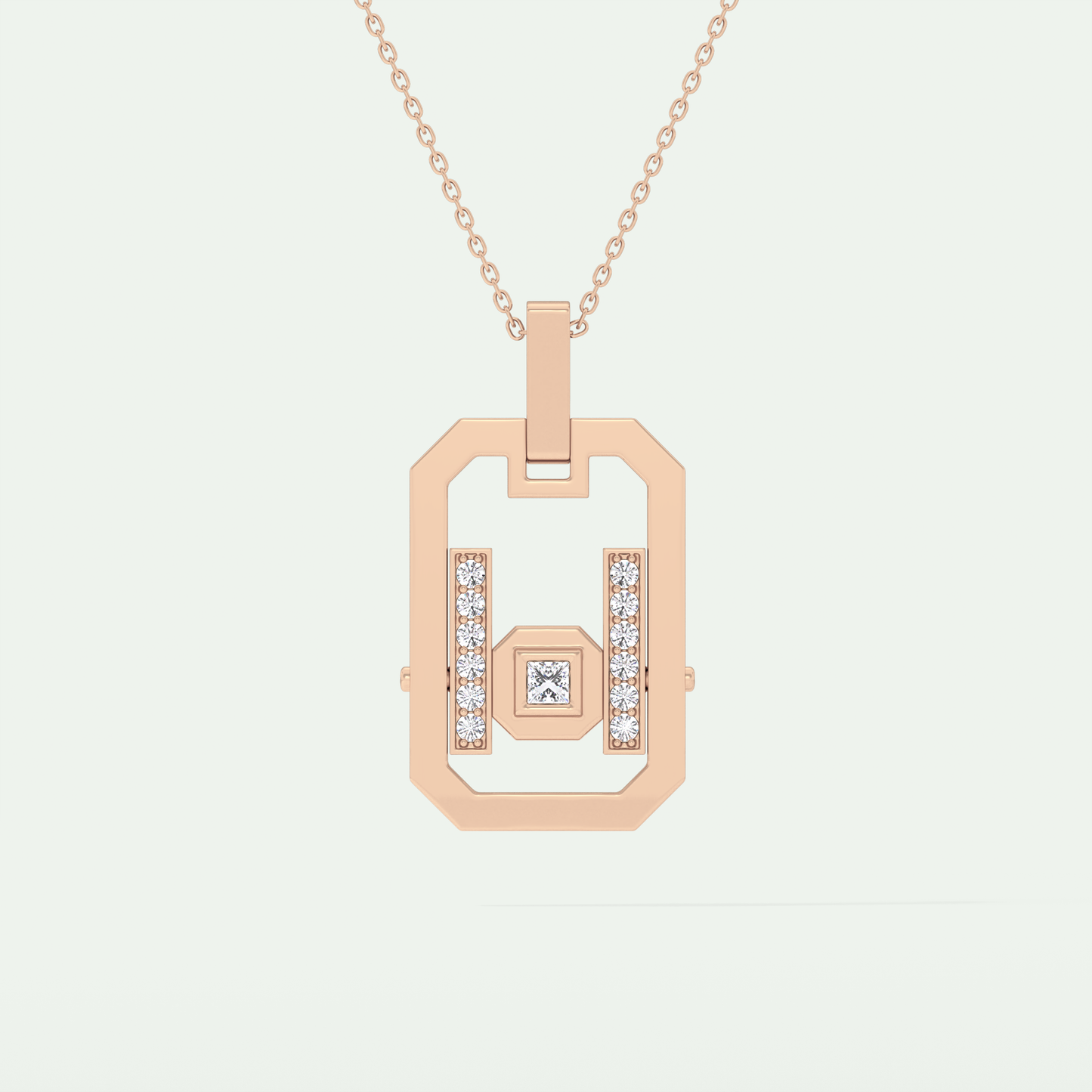 0.25 CT Princess & Round Moissanite Diamond Stones Necklace 9