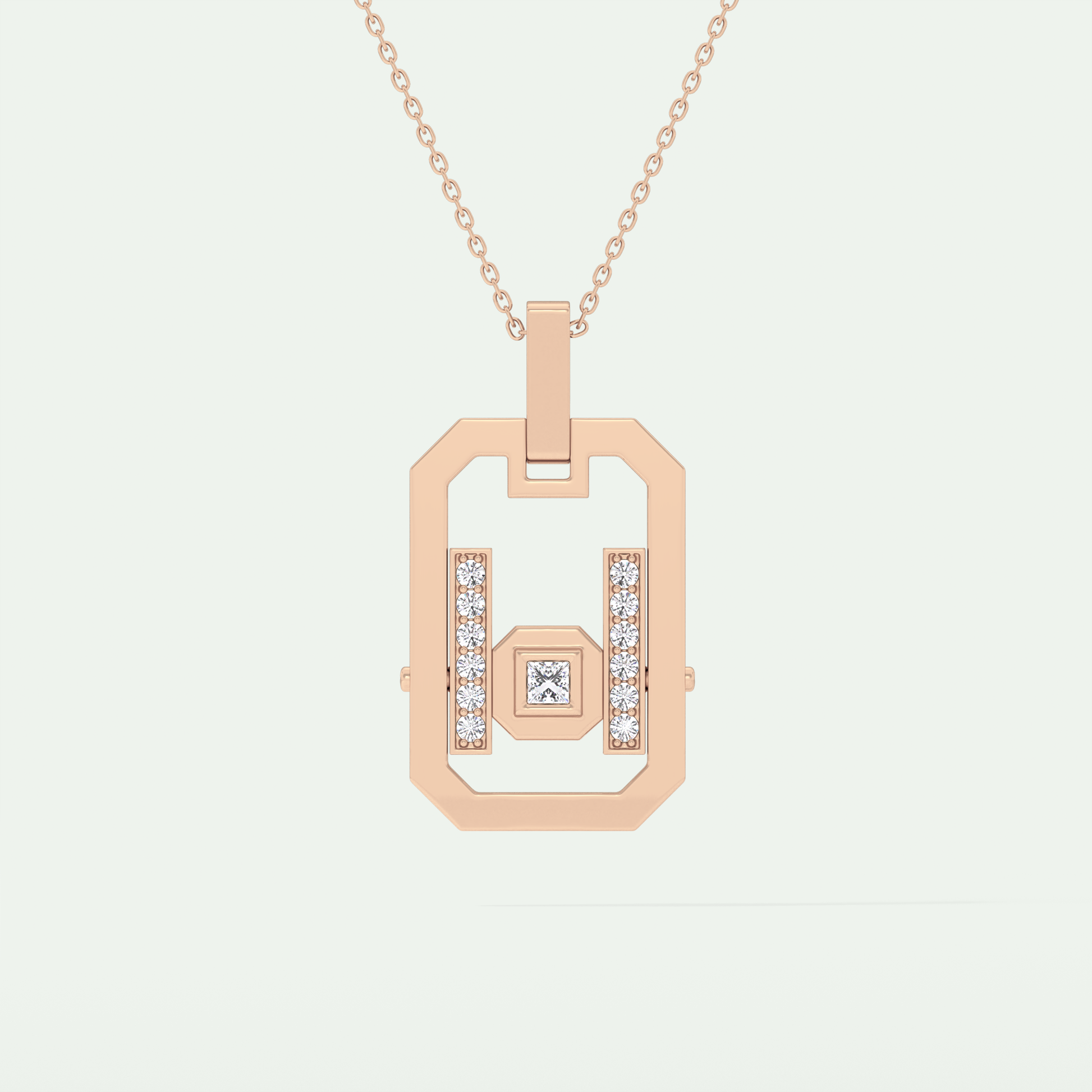 0.25 CT Princess & Round Moissanite Diamond Stones Necklace 9