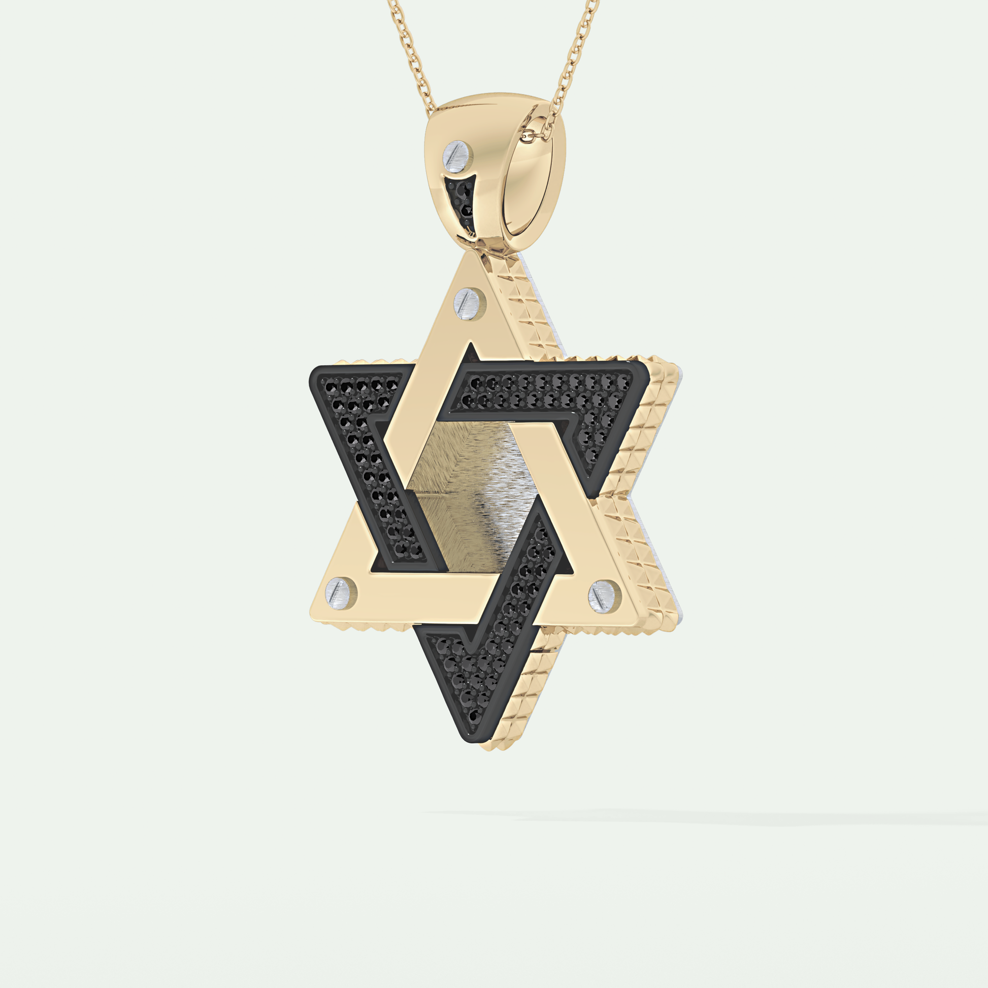 0.45 CT Black Moissanite Diamond Stones Star Shaped Necklace For Him 2