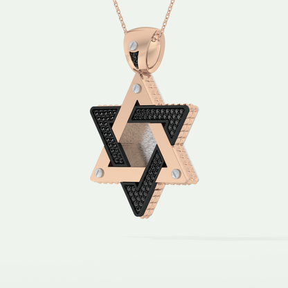 0.45 CT Black Moissanite Diamond Stones Star Shaped Necklace For Him 12