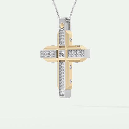 0.60 CT Unique Princess & Round Moissanite Diamond Stones Cross Necklace For Him 2