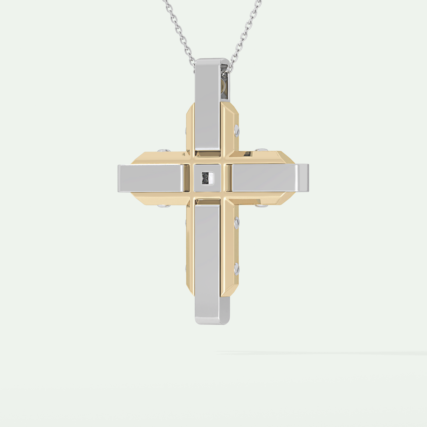 0.60 CT Unique Princess & Round Moissanite Diamond Stones Cross Necklace For Him 3