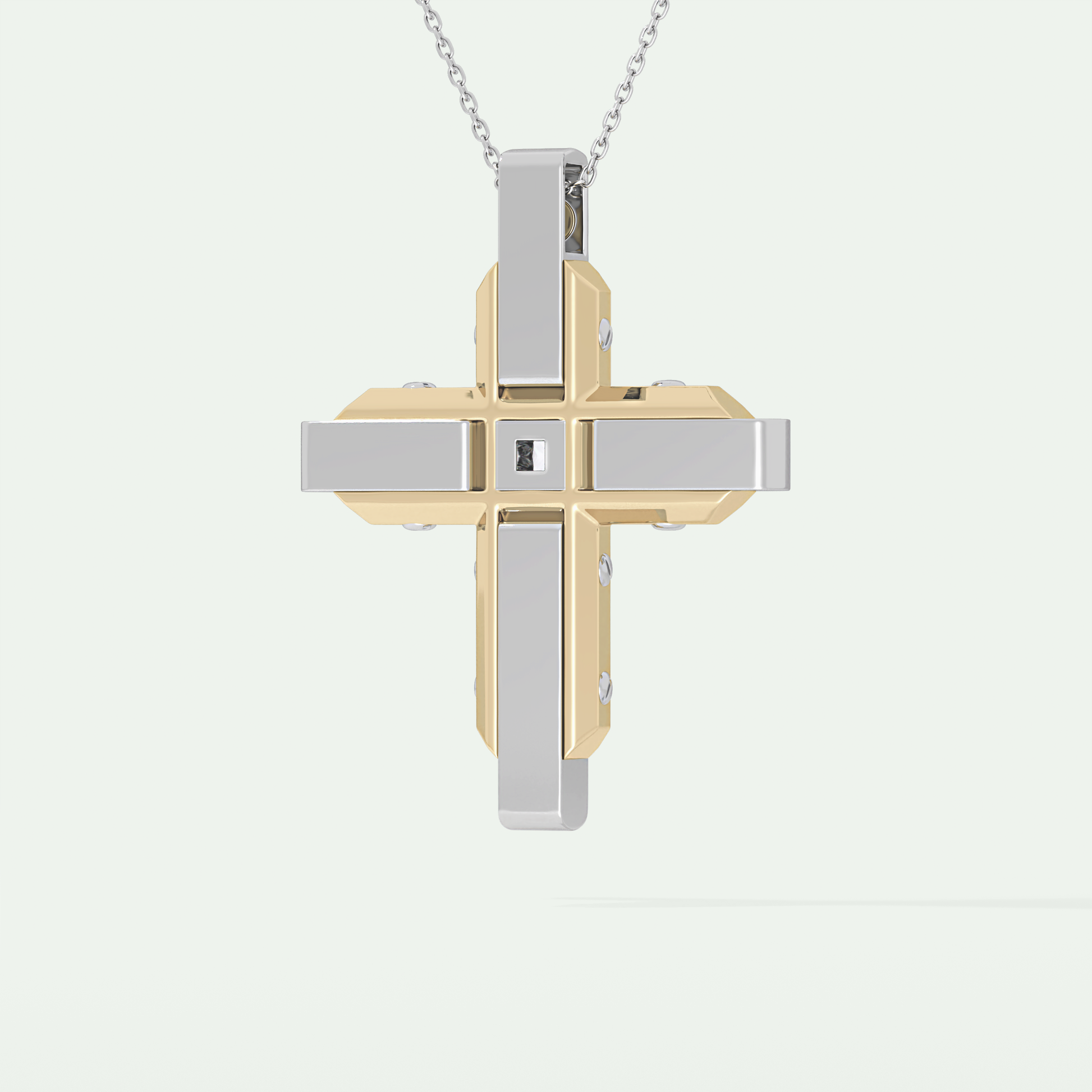 0.60 CT Unique Princess & Round Moissanite Diamond Stones Cross Necklace For Him 3