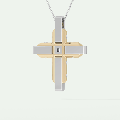 0.60 CT Unique Princess & Round Moissanite Diamond Stones Cross Necklace For Him 3