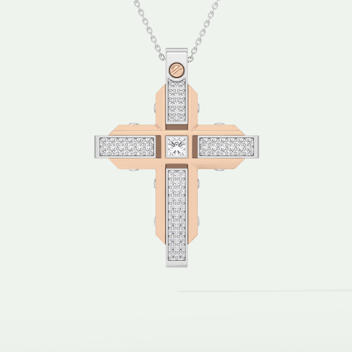 0.60 CT Unique Princess & Round Moissanite Diamond Stones Cross Necklace For Him 5