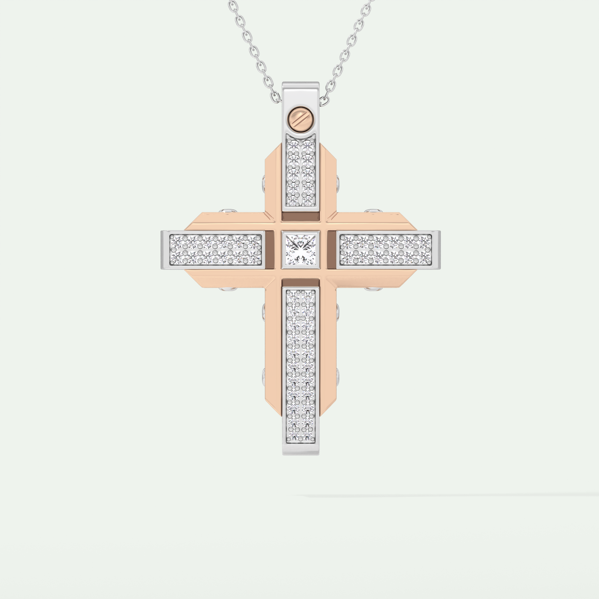 0.60 CT Unique Princess & Round Moissanite Diamond Stones Cross Necklace For Him 5