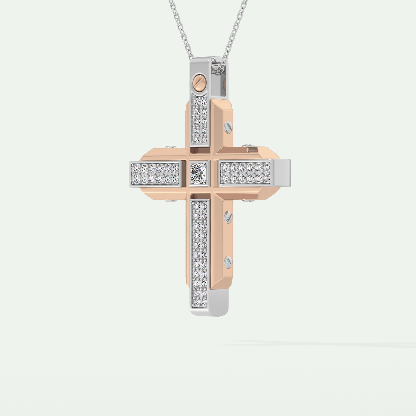 0.60 CT Unique Princess & Round Moissanite Diamond Stones Cross Necklace For Him 6