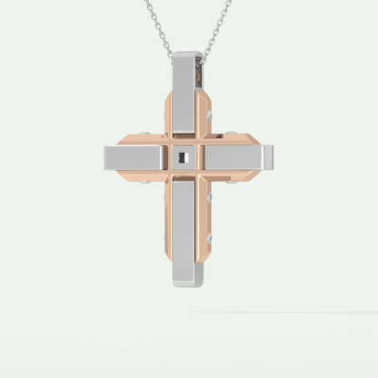 0.60 CT Unique Princess & Round Moissanite Diamond Stones Cross Necklace For Him 7