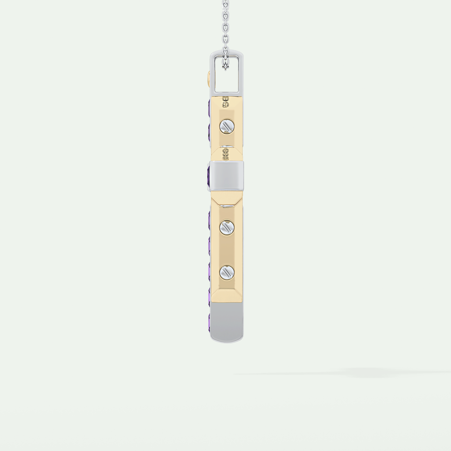 1.20 CT Polished Cross Purple Moissanite Diamond Necklace For Him 4