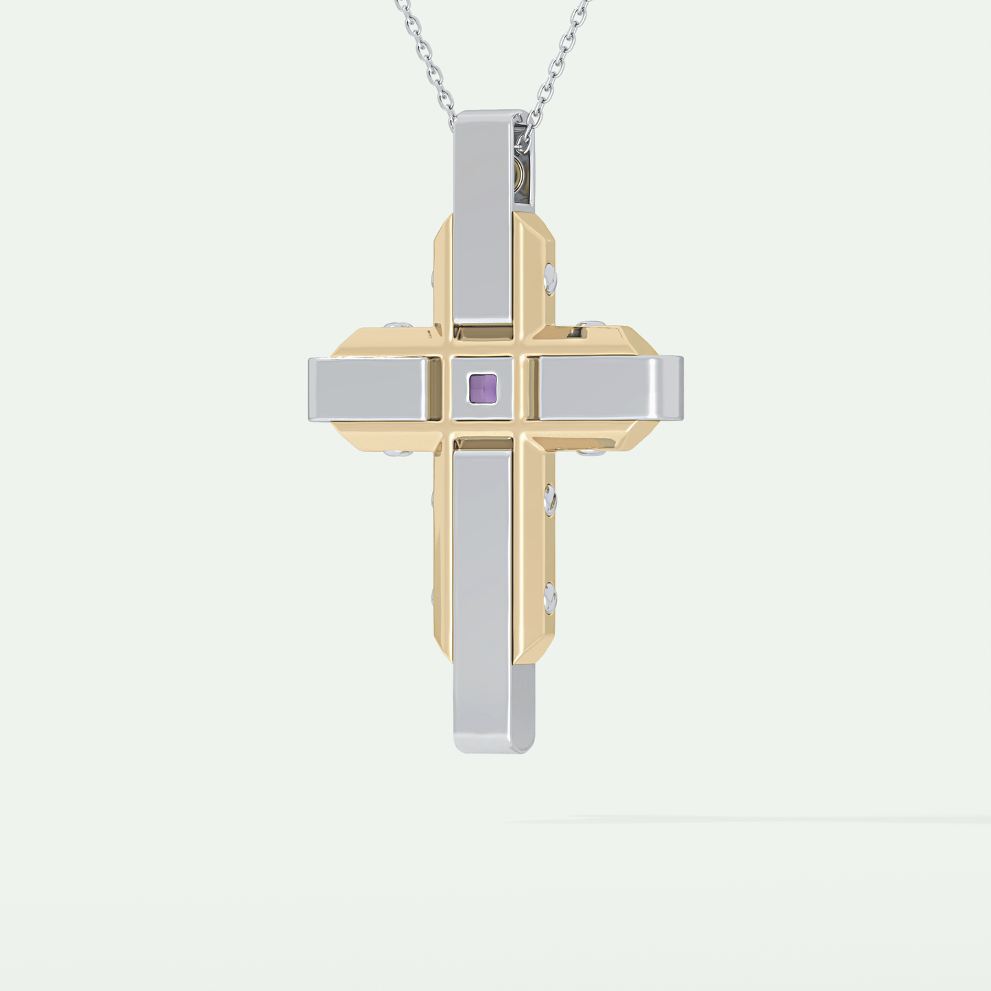 1.20 CT Polished Cross Purple Moissanite Diamond Necklace For Him 3