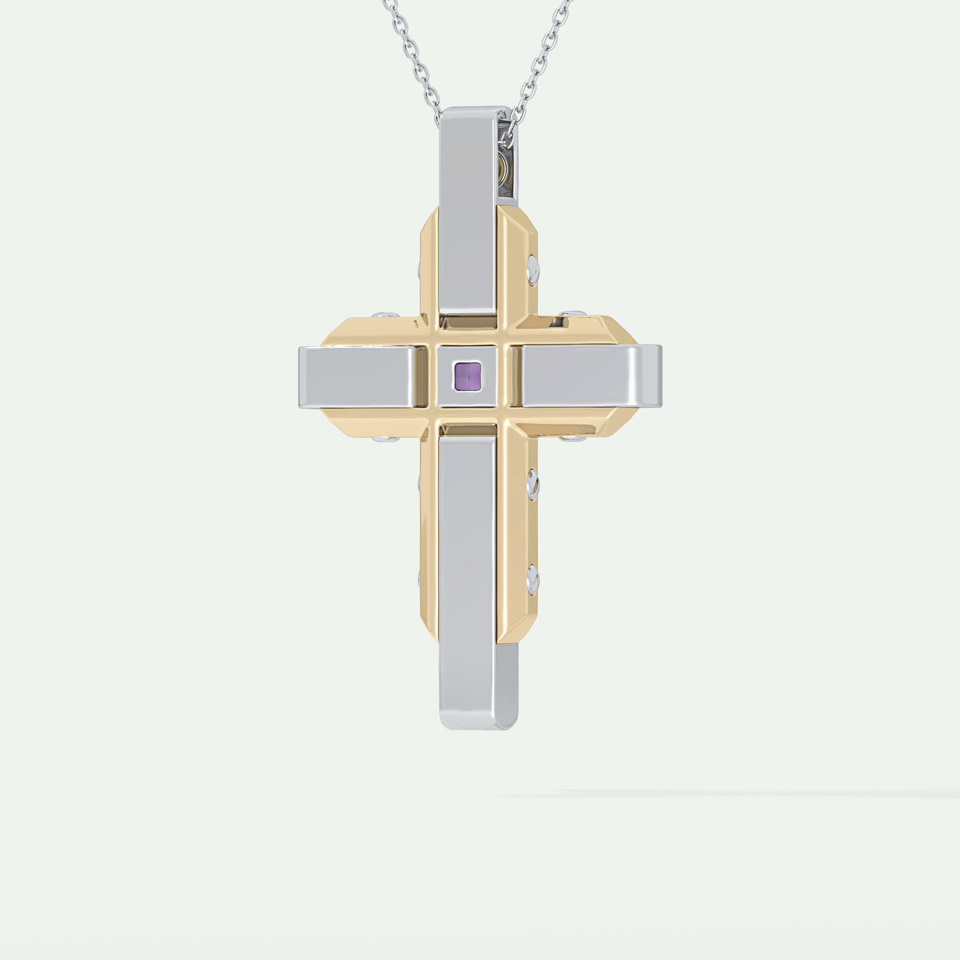 1.20 CT Polished Cross Purple Moissanite Diamond Necklace For Him 3