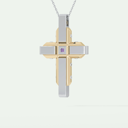 1.20 CT Polished Cross Purple Moissanite Diamond Necklace For Him 3