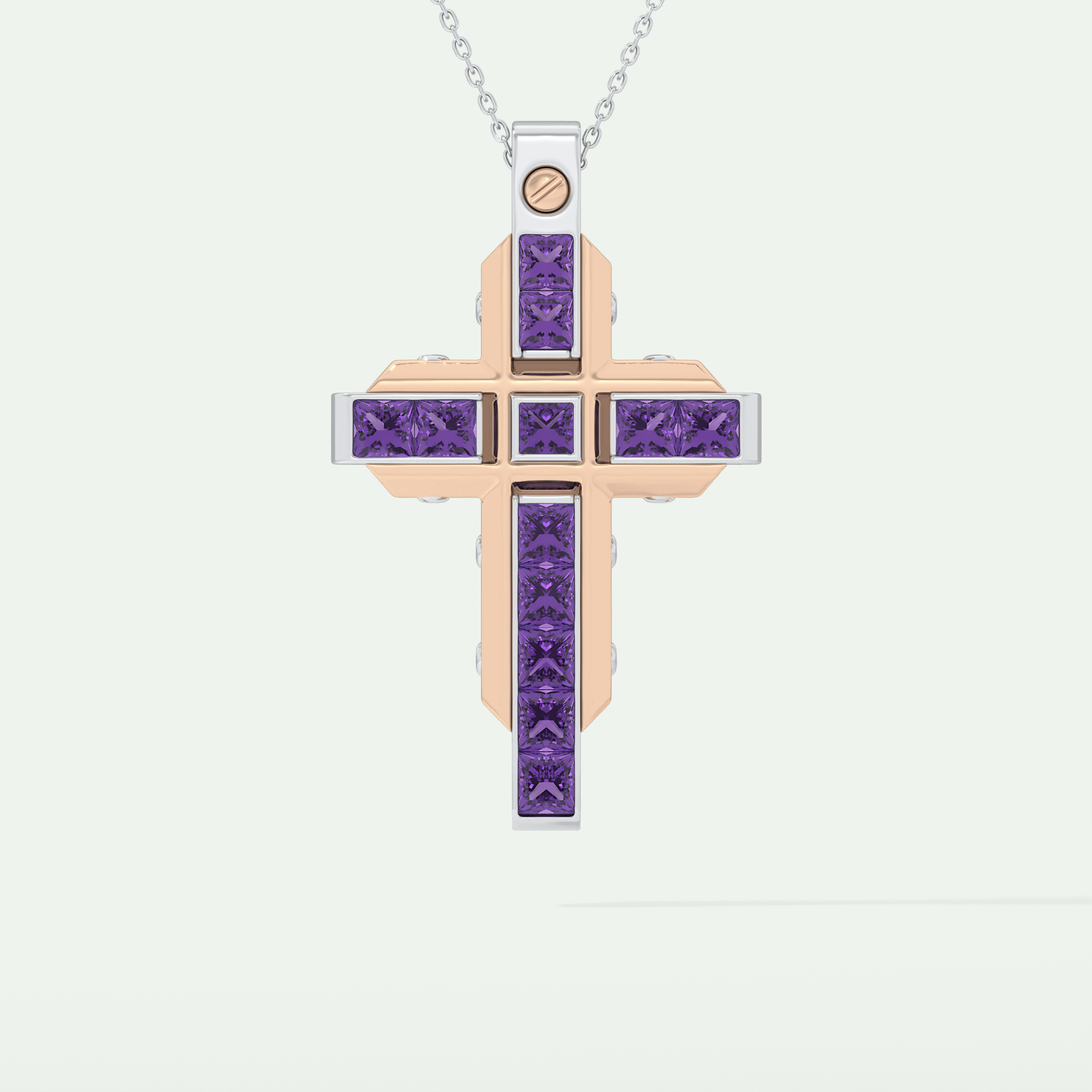 1.20 CT Polished Cross Purple Moissanite Diamond Necklace For Him 5