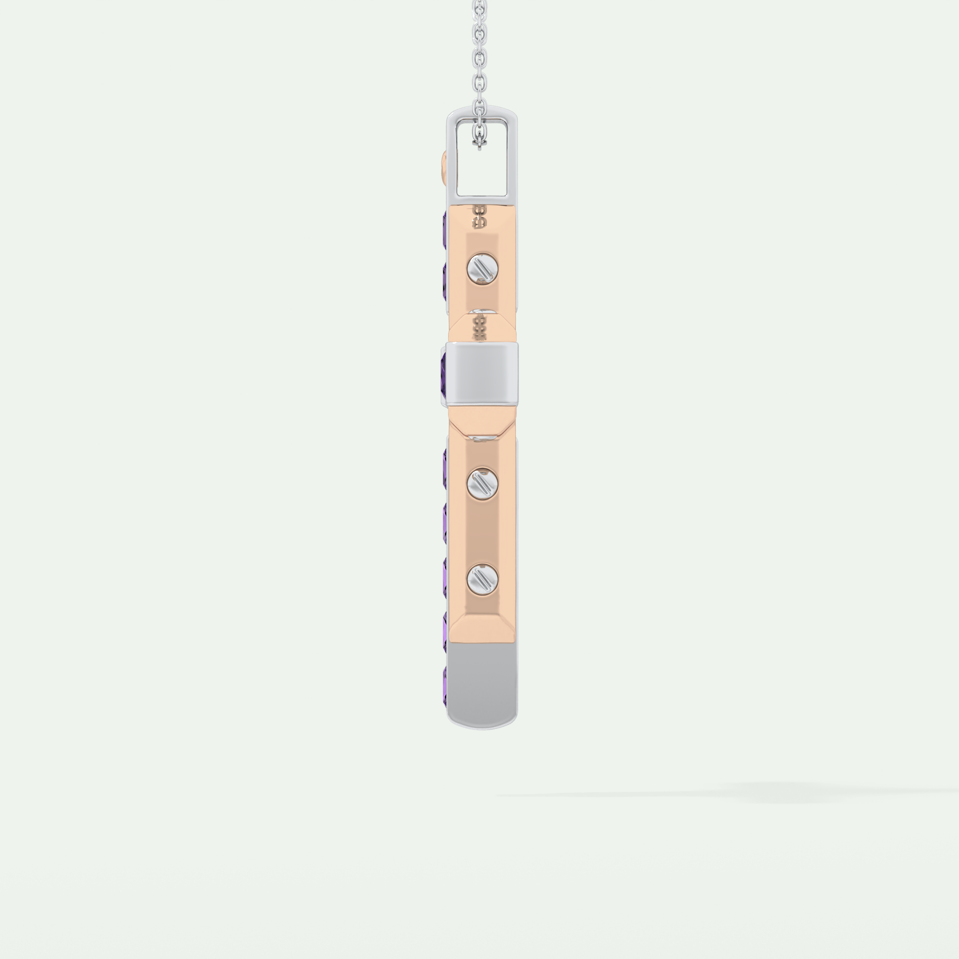 1.20 CT Polished Cross Purple Moissanite Diamond Necklace For Him 8