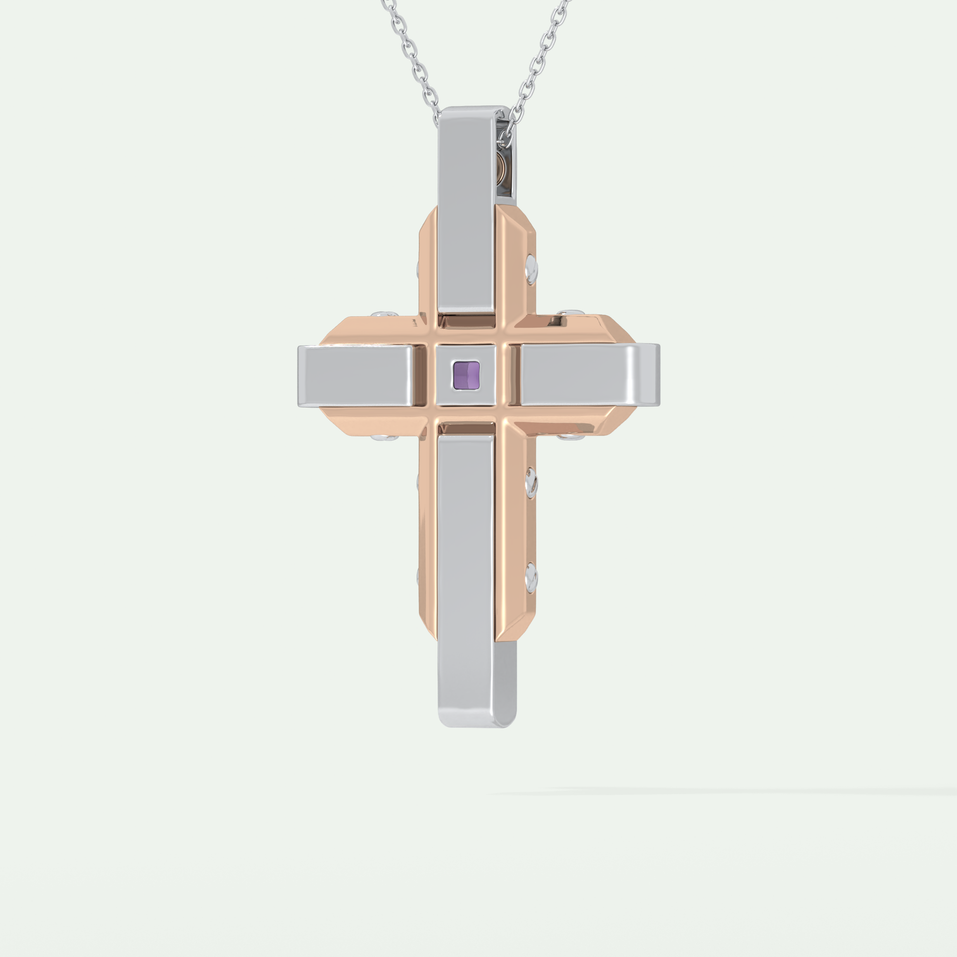 1.20 CT Polished Cross Purple Moissanite Diamond Necklace For Him 7