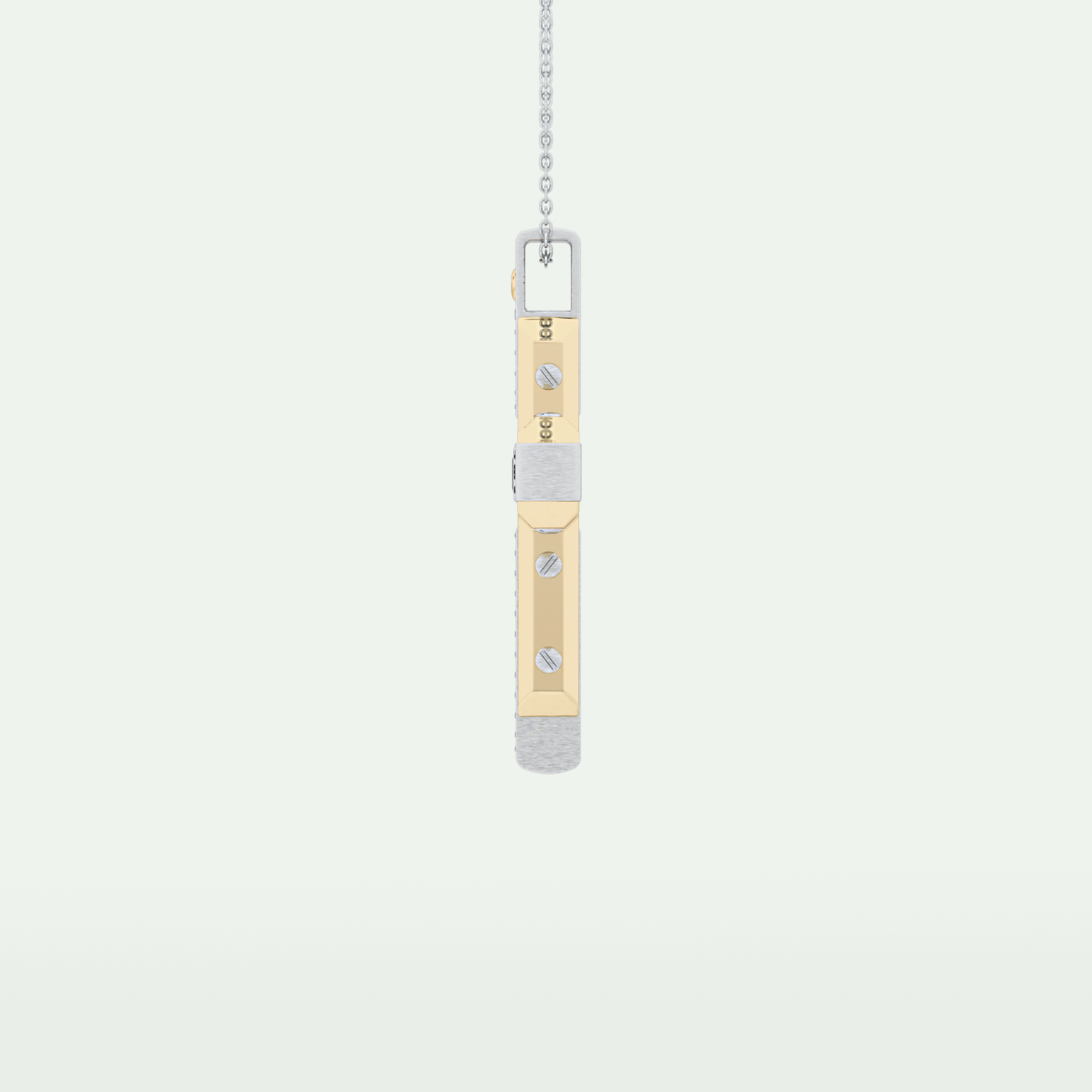 0.60 CT Polished Finish Cross Moissanite Diamond Two Tone Necklace For Him 4