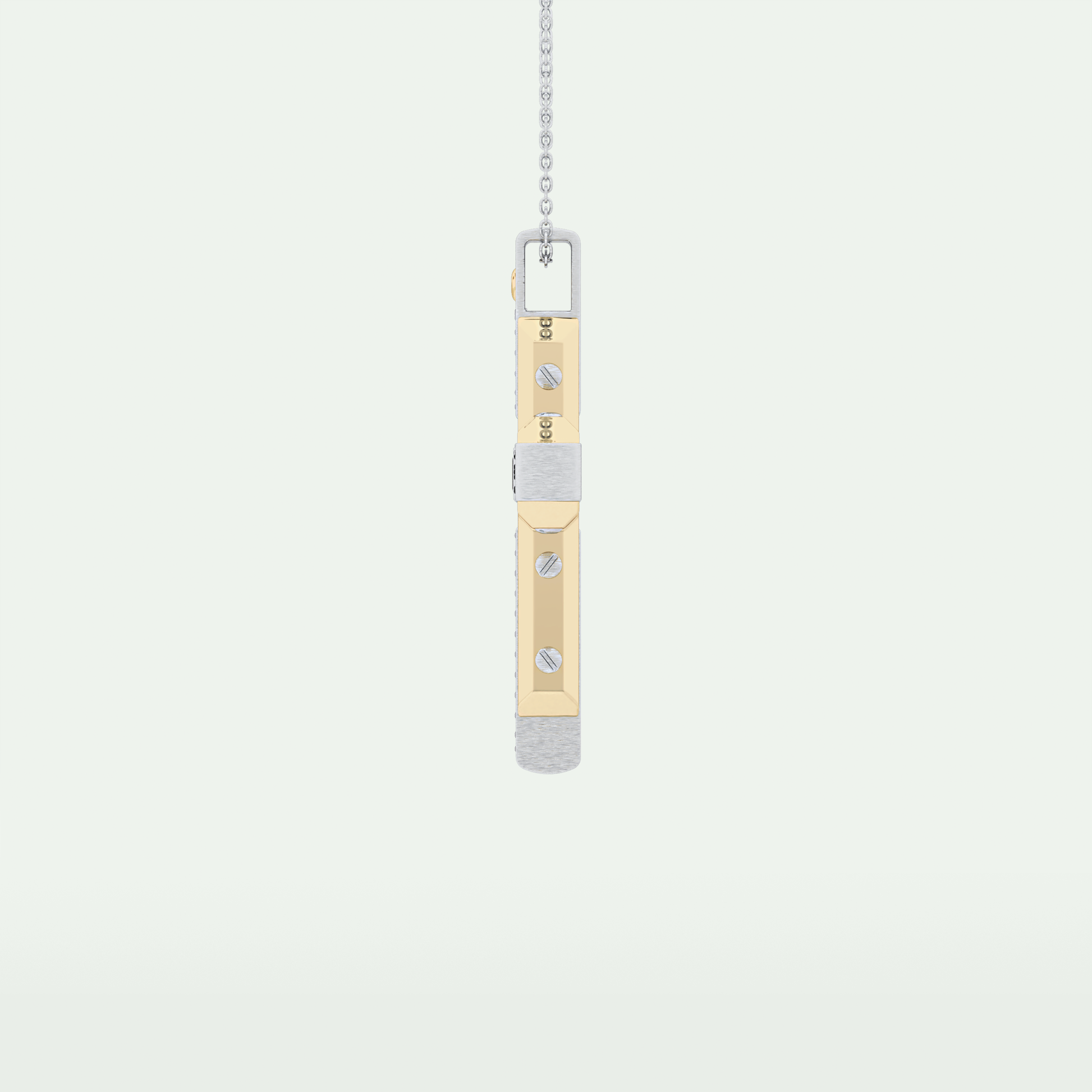 0.60 CT Polished Finish Cross Moissanite Diamond Two Tone Necklace For Him 4