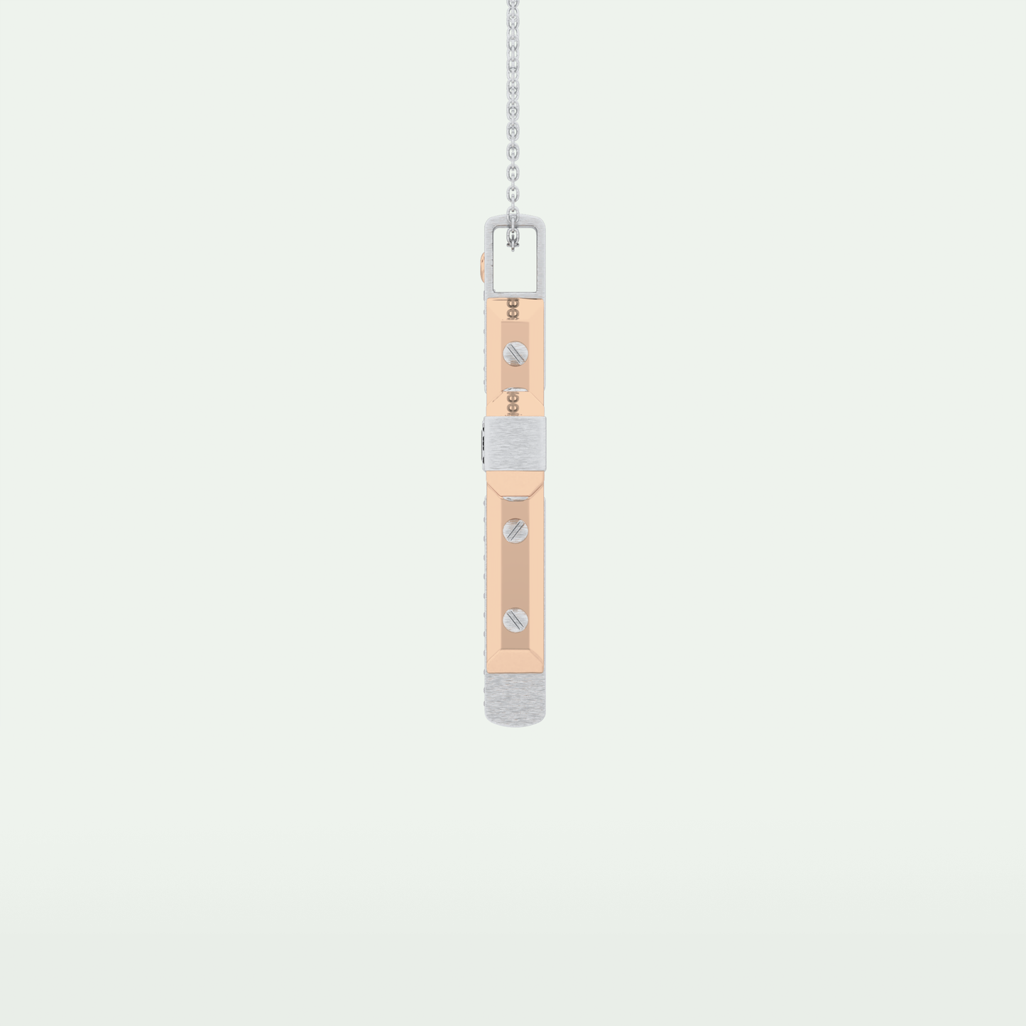 0.60 CT Polished Finish Cross Moissanite Diamond Two Tone Necklace For Him 9