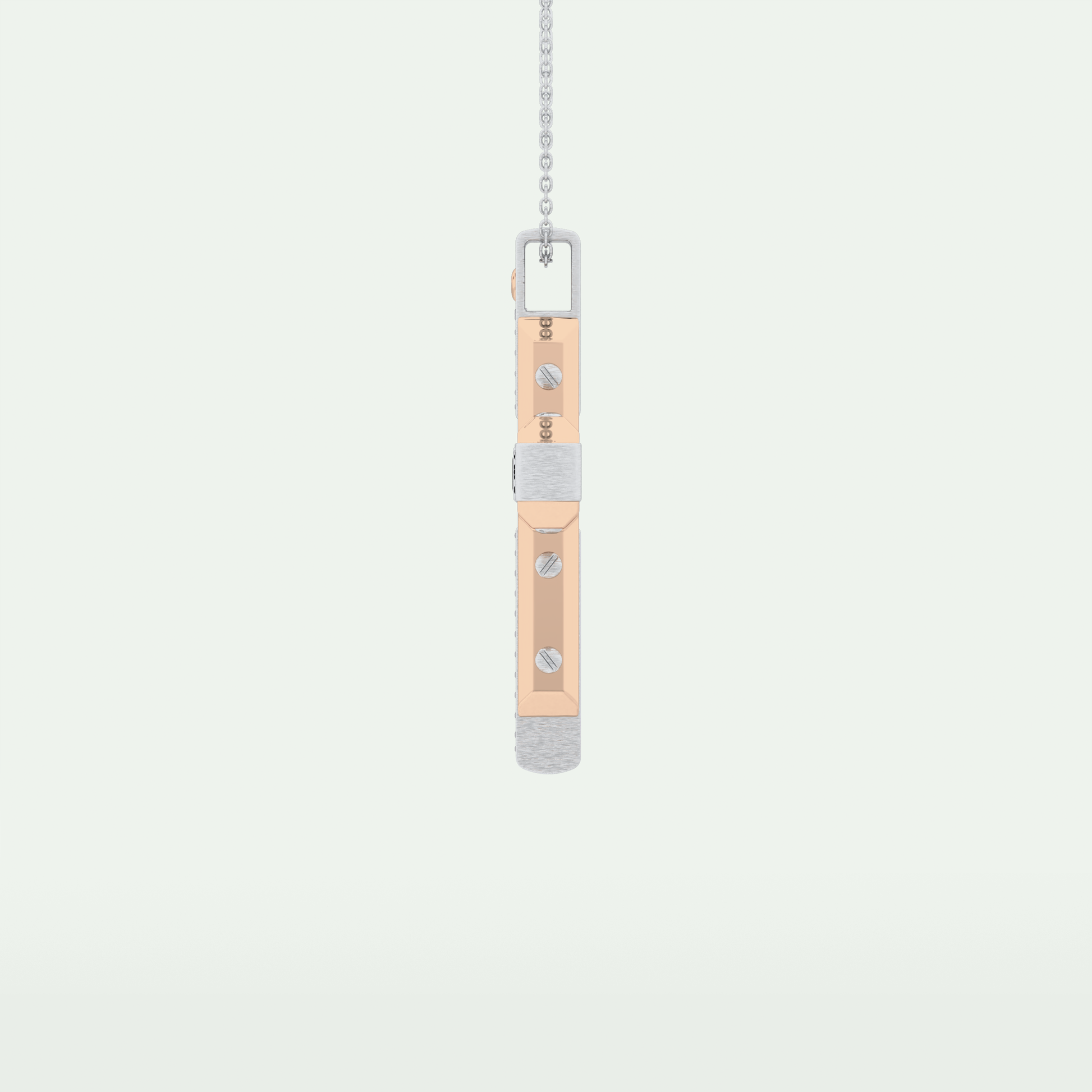 0.60 CT Polished Finish Cross Moissanite Diamond Two Tone Necklace For Him 9