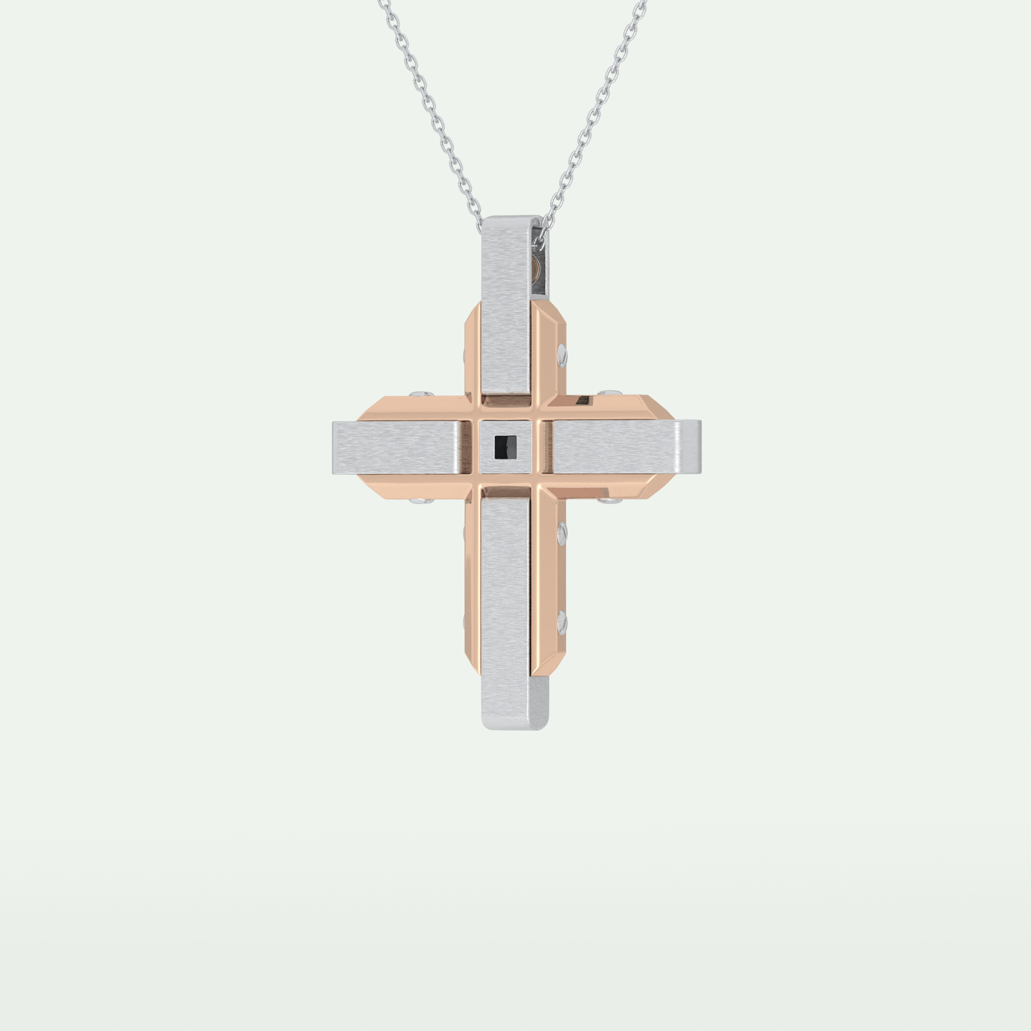 0.60 CT Polished Finish Cross Moissanite Diamond Two Tone Necklace For Him 7