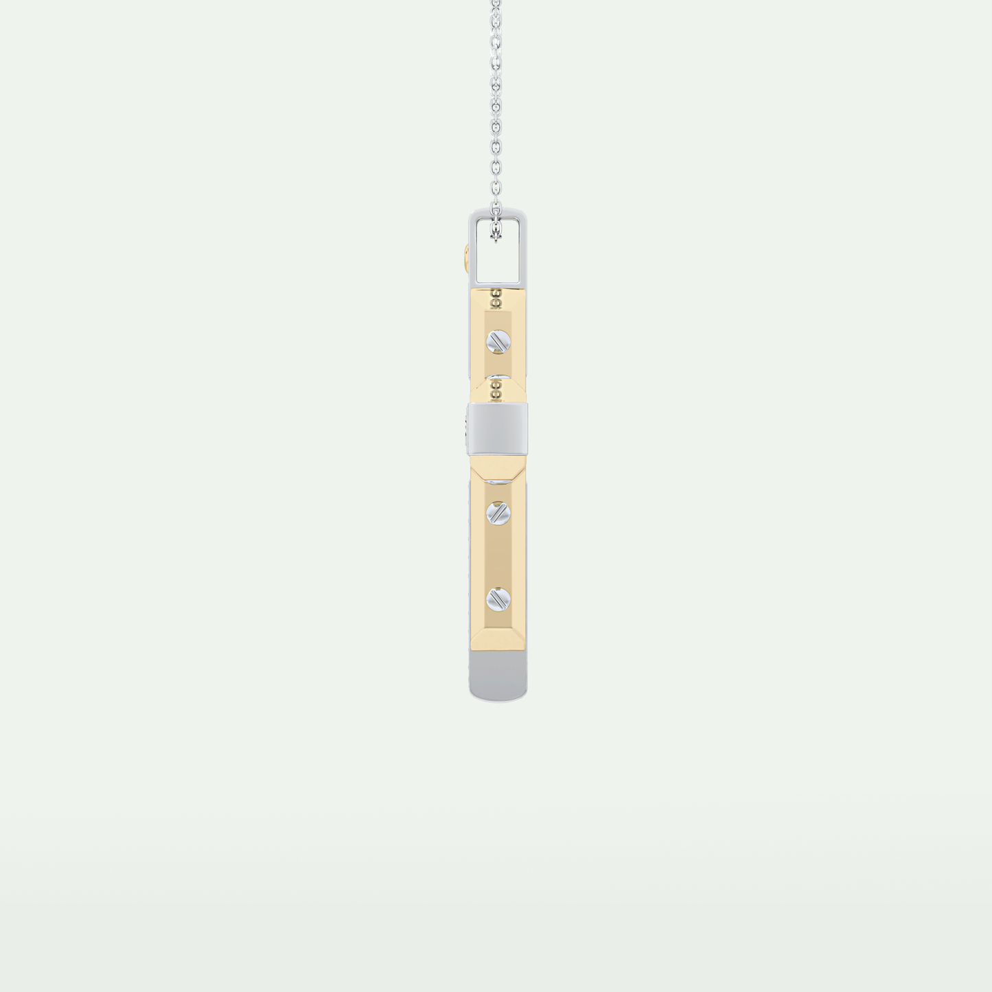 0.60 CT Princess & Round Cut Cross Moissanite Diamond Two Tone Necklace 4