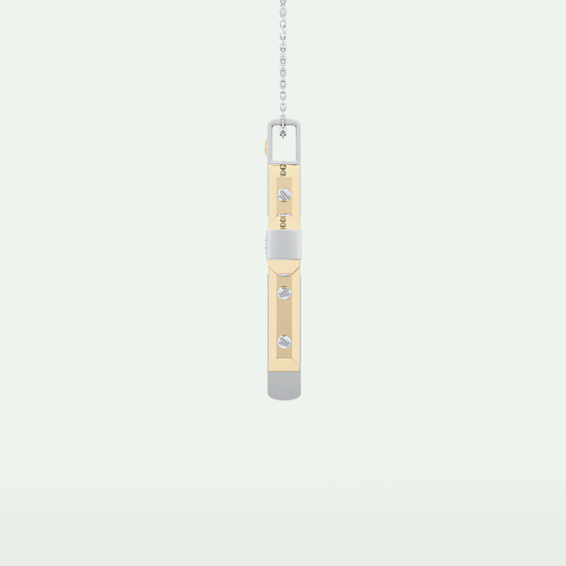 0.60 CT Princess & Round Cut Cross Moissanite Diamond Two Tone Necklace 4