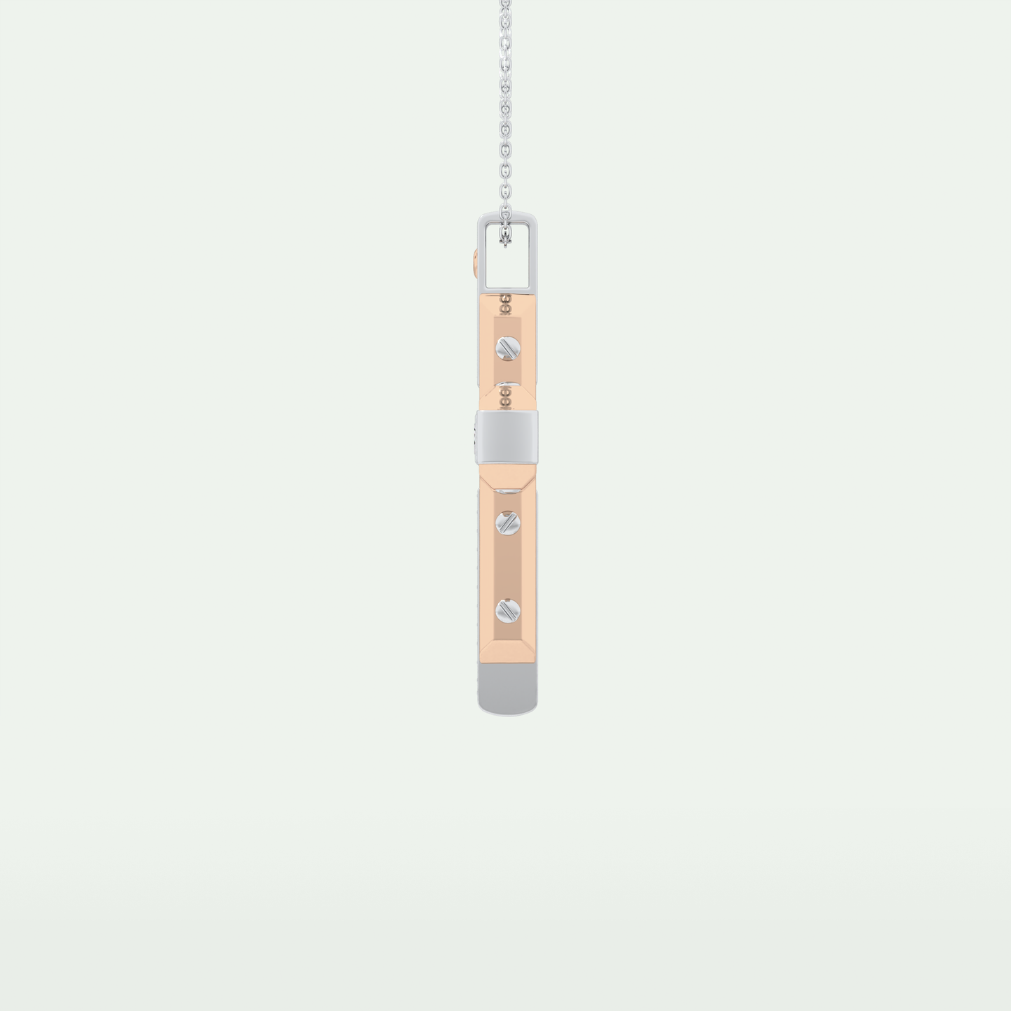 0.60 CT Princess & Round Cut Cross Moissanite Diamond Two Tone Necklace 12