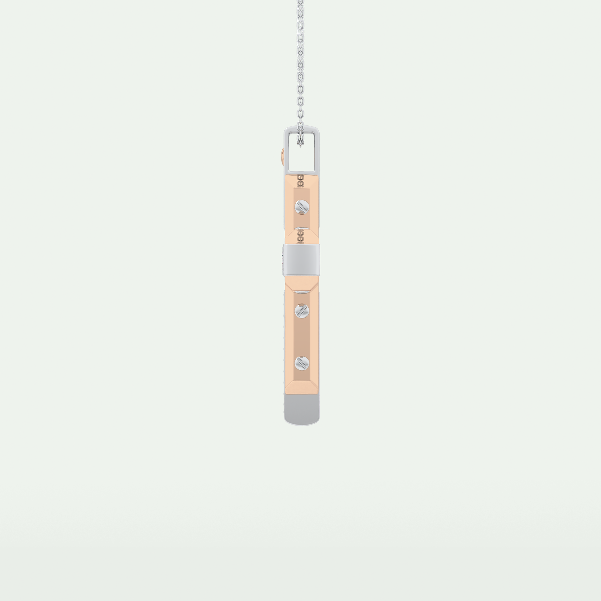 0.60 CT Princess & Round Cut Cross Moissanite Diamond Two Tone Necklace 12