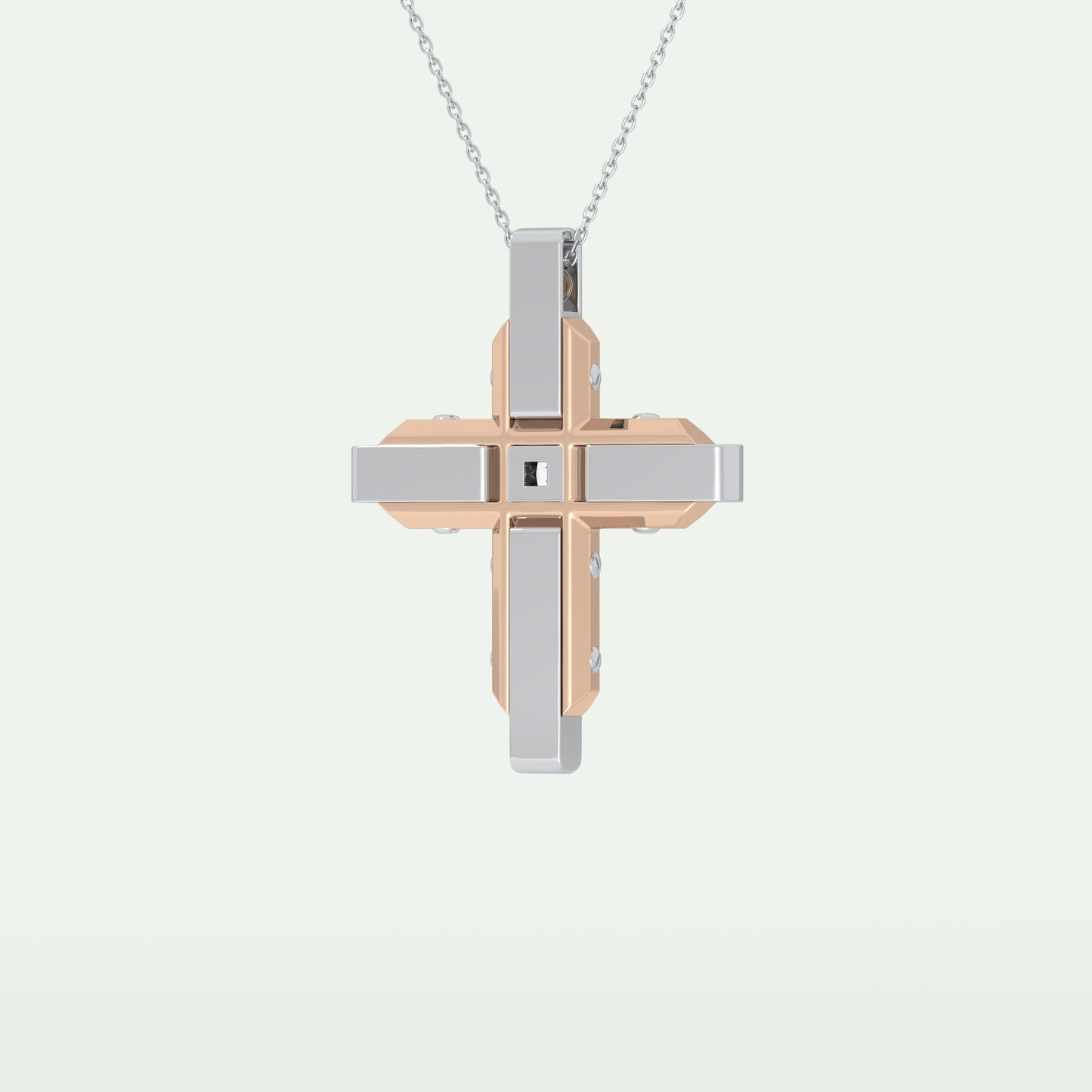 0.60 CT Princess & Round Cut Cross Moissanite Diamond Two Tone Necklace 10