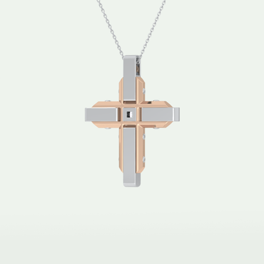 0.60 CT Princess & Round Cut Cross Moissanite Diamond Two Tone Necklace 10