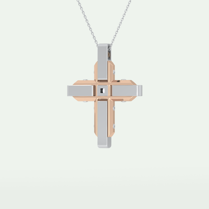 0.60 CT Princess & Round Cut Cross Moissanite Diamond Two Tone Necklace 10