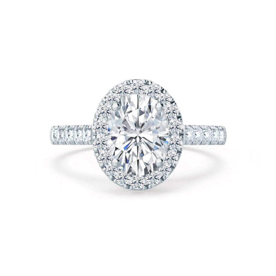 1.50 CT Oval Halo CVD F/VVS1 Diamond Engagement Ring