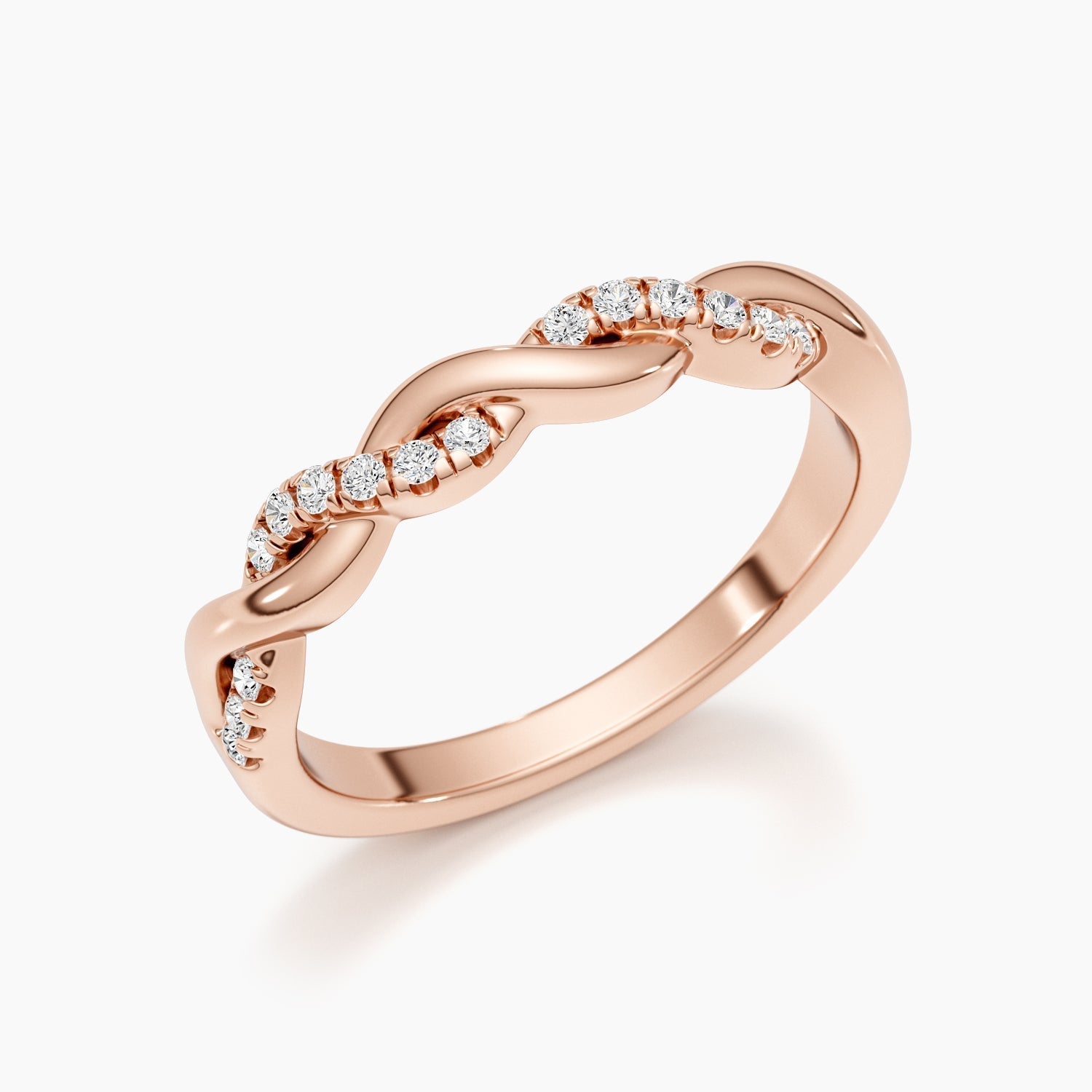 0.2 CT Round Twisted Lab Grown Diamond Wedding Band