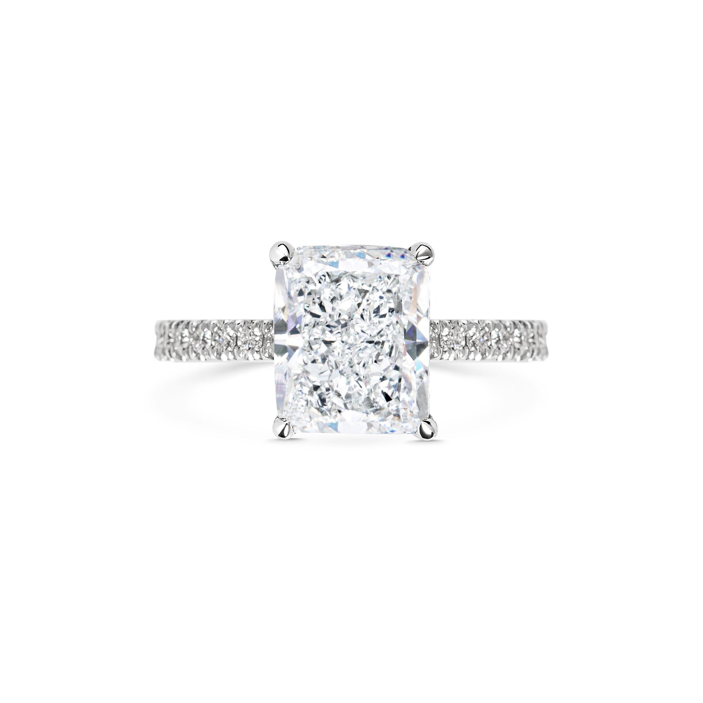 2 CT Radiant Cut Pave CVD F/VS1 Diamond Engagement Ring 1