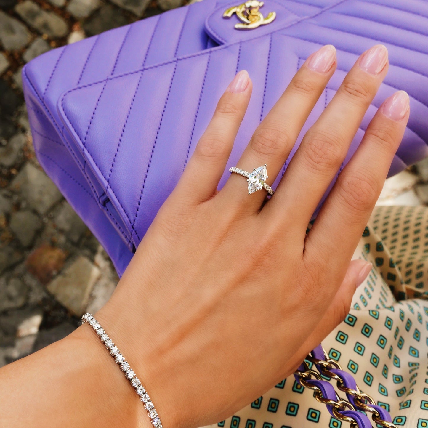 2 CT Marquise Cut Pave CVD F/VS1 Diamond Engagement Ring 13